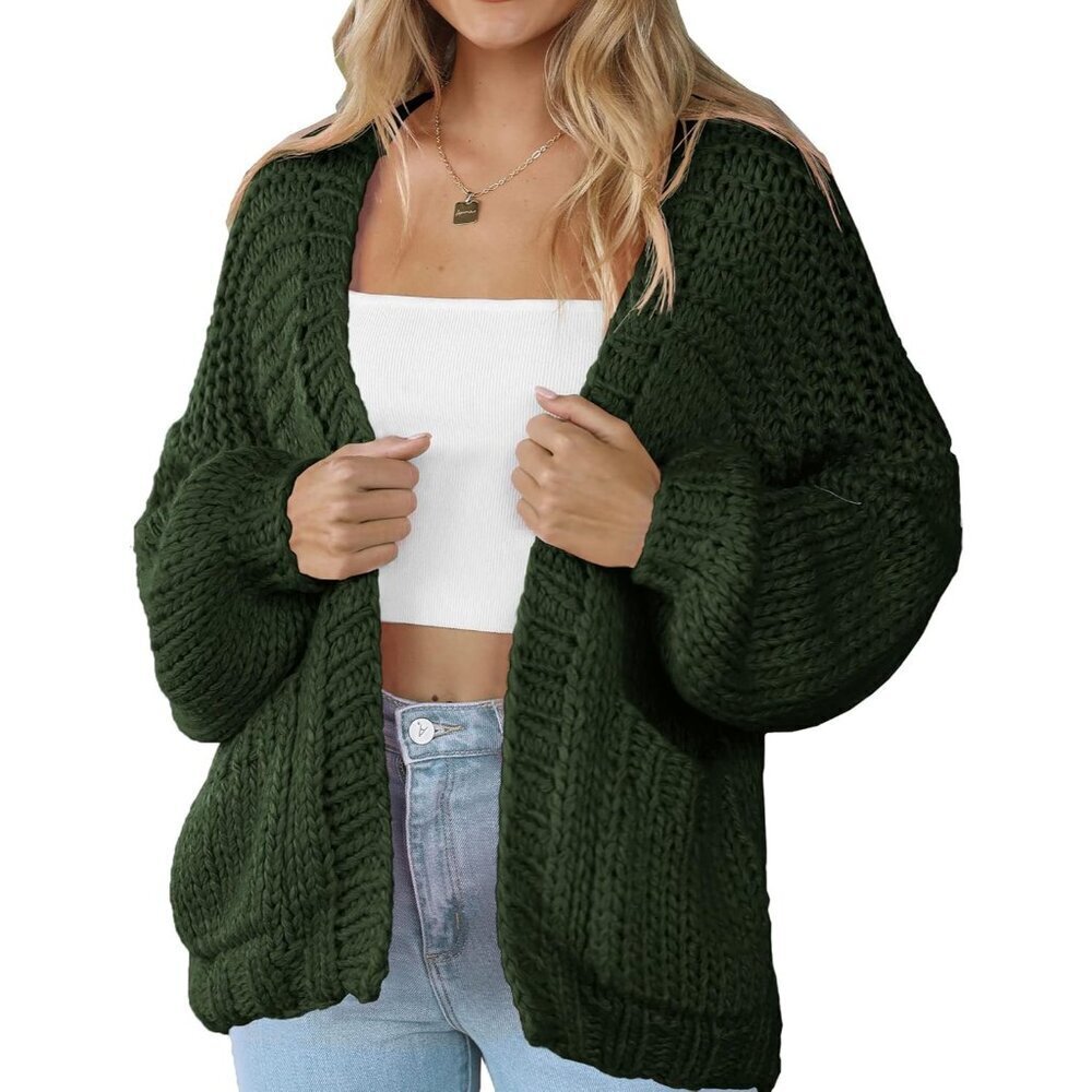 Women's Knit Cardigan Open Front Pocket Long Sleeve Casual Lightweight